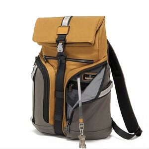 Rare TUMI Alpha Bravo Logistics Flap Lid Backpack - Golden Brown